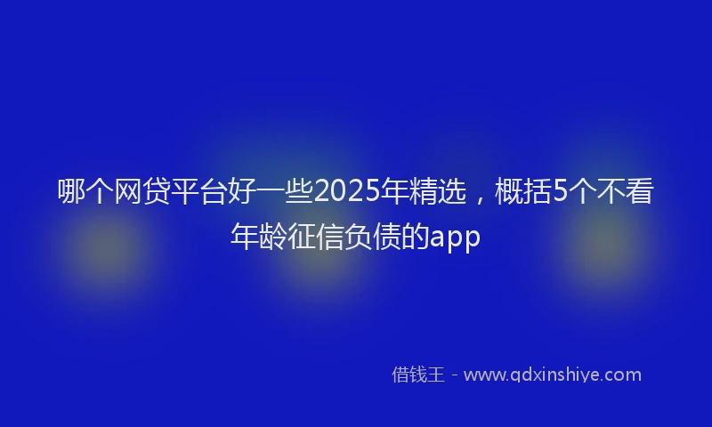 哪个网贷平台好一些2025年精选，概括5个不看年龄征信负债的app