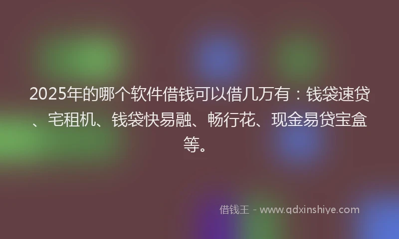 2025年的哪个软件借钱可以借几万有：钱袋速贷、宅租机、钱袋快易融、畅行花、现金易贷宝盒等。