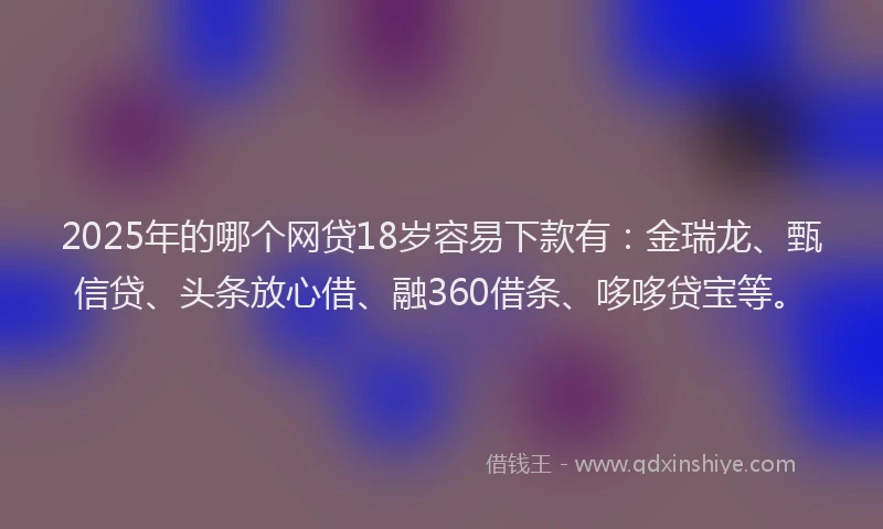 2025年的哪个网贷18岁容易下款有：金瑞龙、甄信贷、头条放心借、融360借条、哆哆贷宝等。