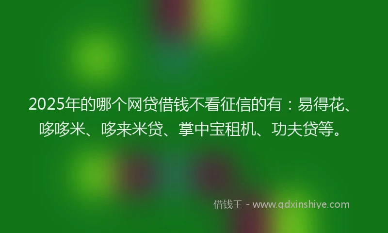 2025年的哪个网贷借钱不看征信的有：易得花、哆哆米、哆来米贷、掌中宝租机、功夫贷等。