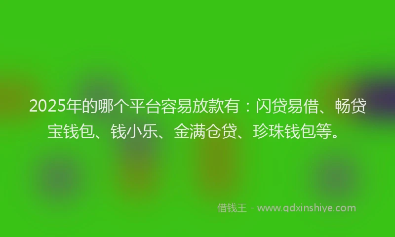 2025年的哪个平台容易放款有：闪贷易借、畅贷宝钱包、钱小乐、金满仓贷、珍珠钱包等。