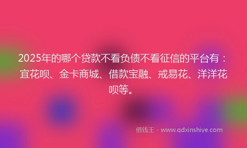 2025年的哪个贷款不看负债不看征信的平台有：宜花呗、金卡商城、借款宝融、戒易花、洋洋花呗等。