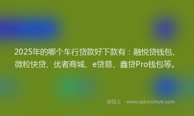 2025年的哪个车行贷款好下款有：融悦贷钱包、微粒快贷、优者商城、e贷易、鑫贷Pro钱包等。