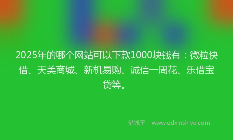 2025年的哪个网站可以下款1000块钱有：微粒快借、天美商城、新机易购、诚信一周花、乐借宝贷等。
