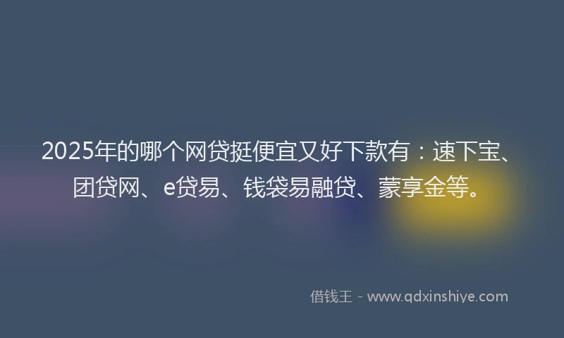 2025年的哪个网贷挺便宜又好下款有：速下宝、团贷网、e贷易、钱袋易融贷、蒙享金等。