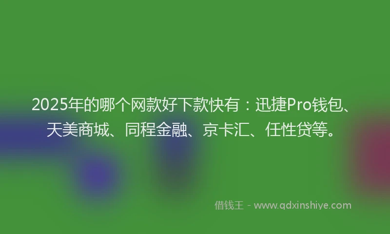 2025年的哪个网款好下款快有：迅捷Pro钱包、天美商城、同程金融、京卡汇、任性贷等。