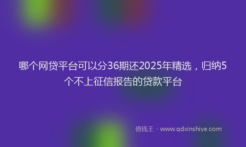 哪个网贷平台可以分36期还2025年精选,归纳5个不上征信报告的贷款平台