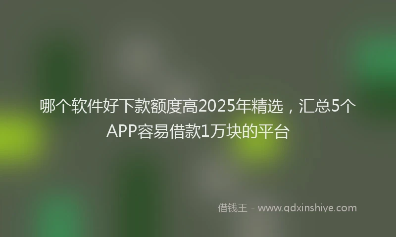 哪个软件好下款额度高2025年精选，汇总5个APP容易借款1万块的平台
