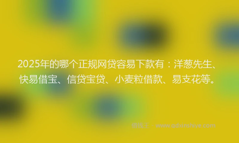 2025年的哪个正规网贷容易下款有：洋葱先生、快易借宝、信贷宝贷、小麦粒借款、易支花等。