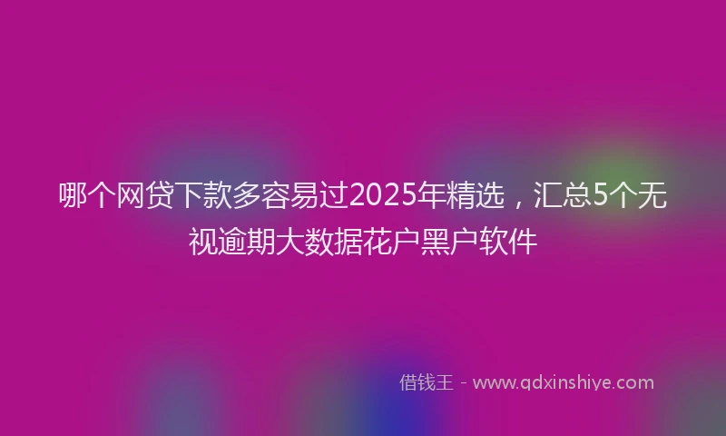 哪个网贷下款多容易过2025年精选，汇总5个无视逾期大数据花户黑户软件
