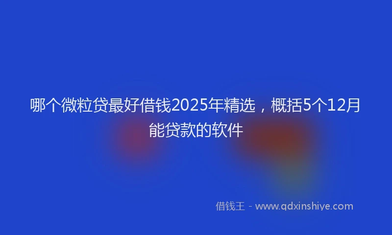 哪个微粒贷最好借钱2025年精选,概括5个12月能贷款的软件
