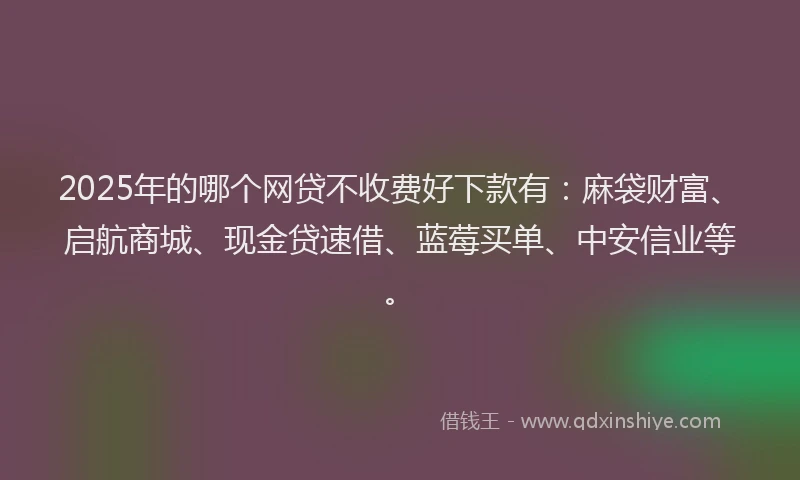 2025年的哪个网贷不收费好下款有：麻袋财富、启航商城、现金贷速借、蓝莓买单、中安信业等。