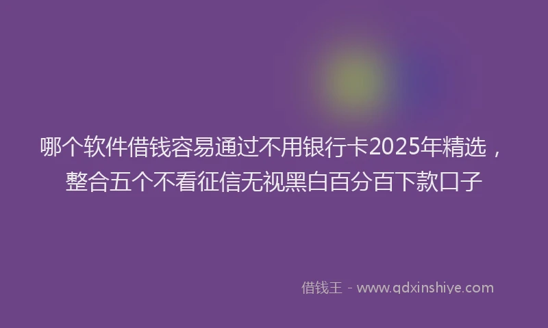 哪个软件借钱容易通过不用银行卡2025年精选，整合五个不看征信无视黑白百分百下款口子