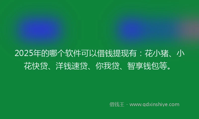 2025年的哪个软件可以借钱提现有：花小猪、小花快贷、洋钱速贷、你我贷、智享钱包等。