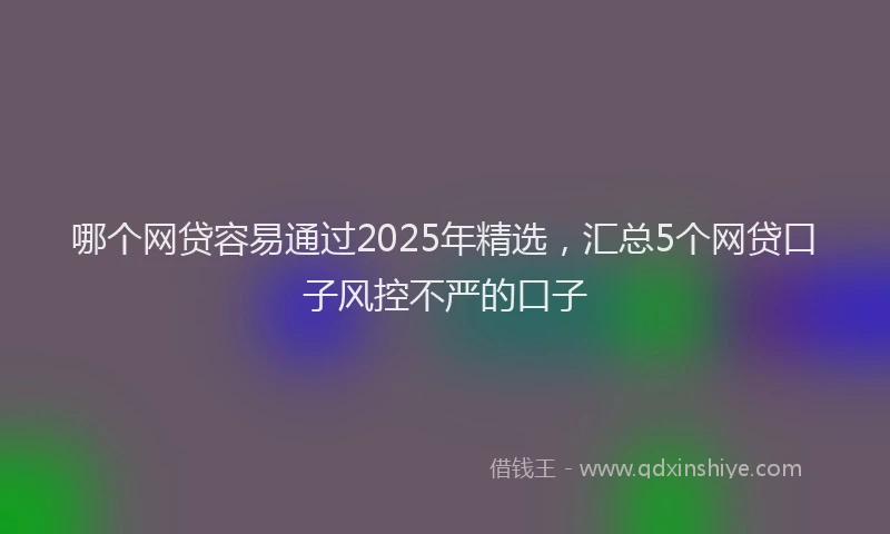 哪个网贷容易通过2025年精选，汇总5个网贷口子风控不严的口子