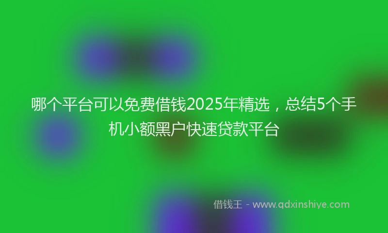 哪个平台可以免费借钱2025年精选，总结5个手机小额黑户快速贷款平台