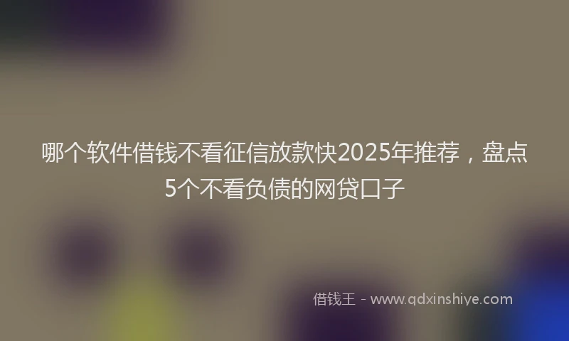 哪个软件借钱不看征信放款快2025年推荐，盘点5个不看负债的网贷口子