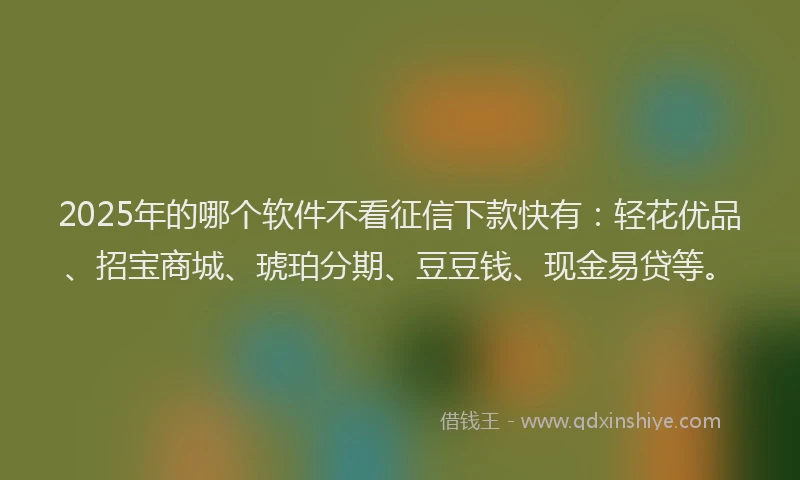 2025年的哪个软件不看征信下款快有：轻花优品、招宝商城、琥珀分期、豆豆钱、现金易贷等。