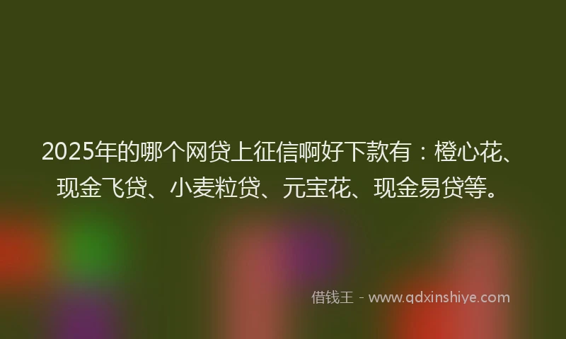 2025年的哪个网贷上征信啊好下款有：橙心花、现金飞贷、小麦粒贷、元宝花、现金易贷等。