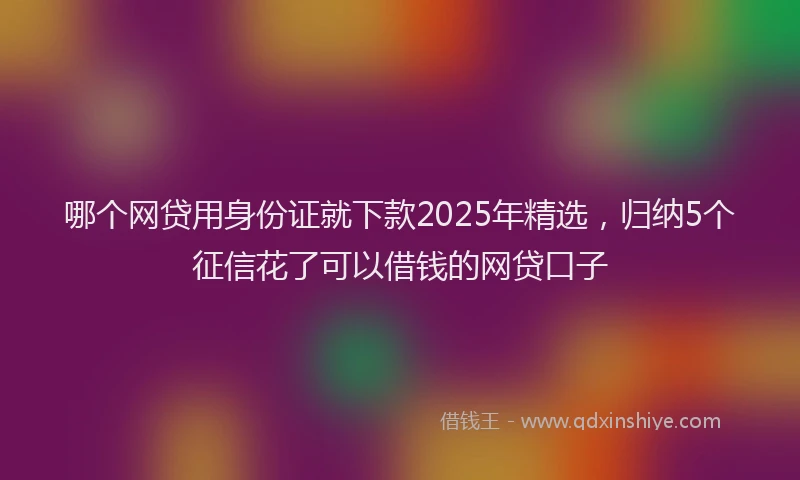 哪个网贷用身份证就下款2025年精选，归纳5个征信花了可以借钱的网贷口子