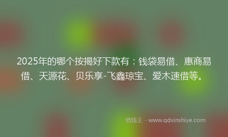 2025年的哪个按揭好下款有：钱袋易借、惠商易借、天源花、贝乐享-飞鑫琼宝、爱木速借等。