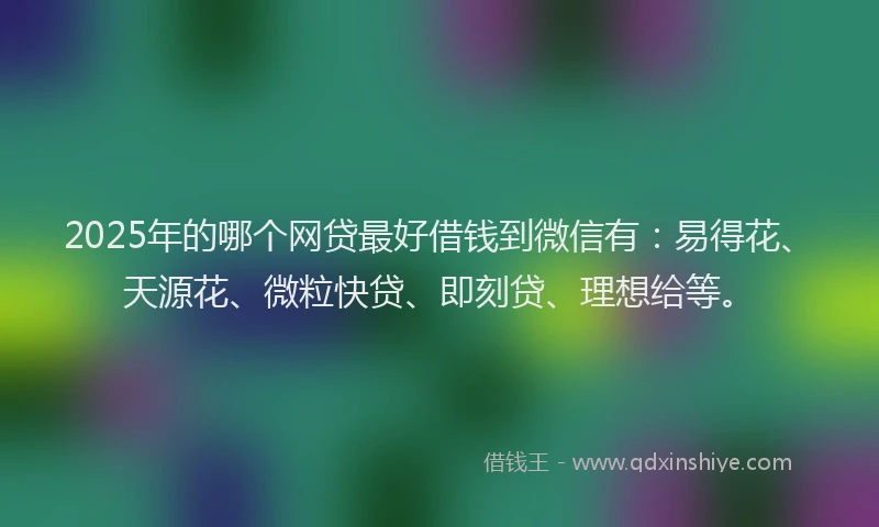 2025年的哪个网贷最好借钱到微信有：易得花、天源花、微粒快贷、即刻贷、理想给等。
