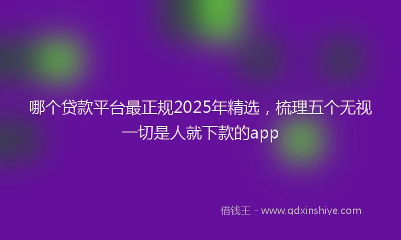 哪个贷款平台最正规2025年精选，梳理五个无视一切是人就下款的app