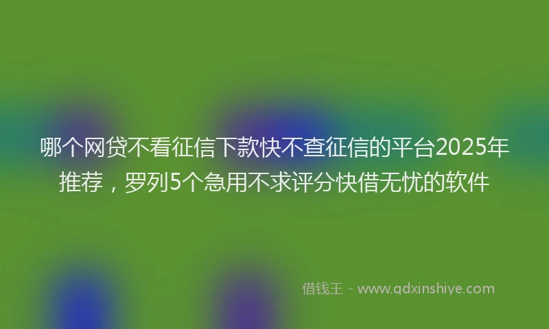 哪个网贷不看征信下款快不查征信的平台2025年推荐，罗列5个急用不求评分快借无忧的软件
