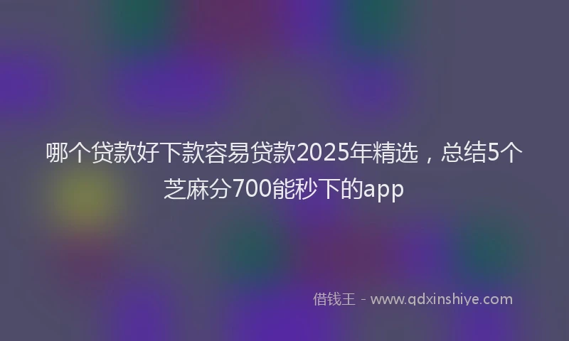 哪个贷款好下款容易贷款2025年精选，总结5个芝麻分700能秒下的app
