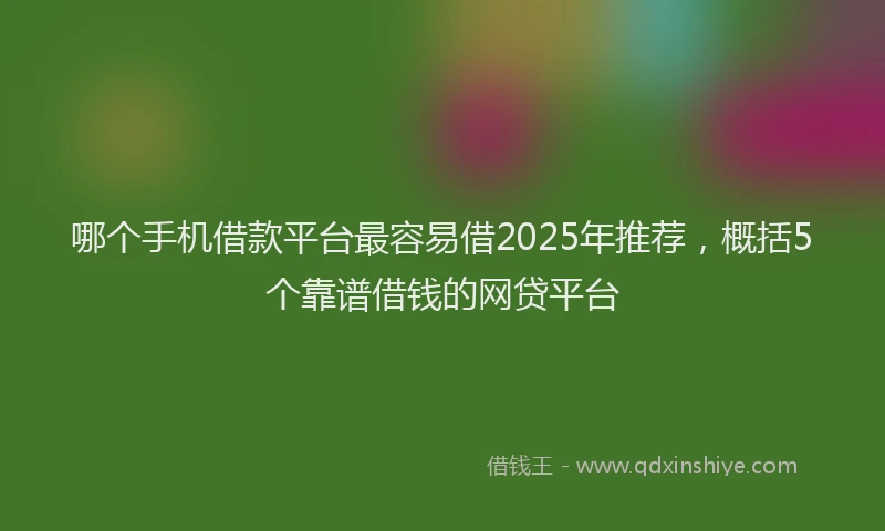 哪个手机借款平台最容易借2025年推荐，概括5个靠谱借钱的网贷平台