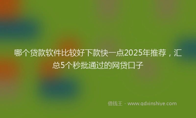 哪个贷款软件比较好下款快一点2025年推荐，汇总5个秒批通过的网贷口子