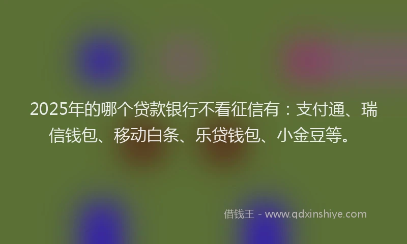 2025年的哪个贷款银行不看征信有：支付通、瑞信钱包、移动白条、乐贷钱包、小金豆等。