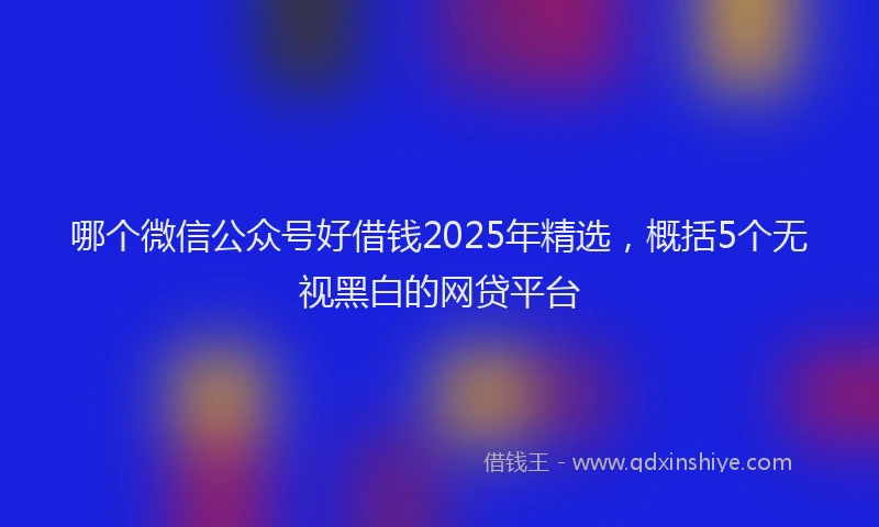 哪个微信公众号好借钱2025年精选，概括5个无视黑白的网贷平台