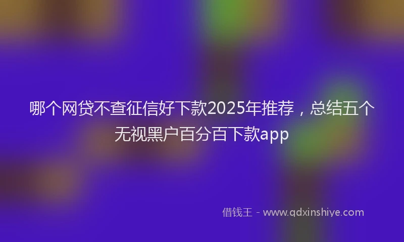 哪个网贷不查征信好下款2025年推荐，总结五个无视黑户百分百下款app
