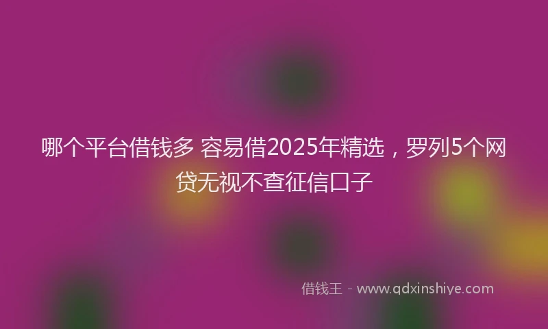 哪个平台借钱多 容易借2025年精选，罗列5个网贷无视不查征信口子
