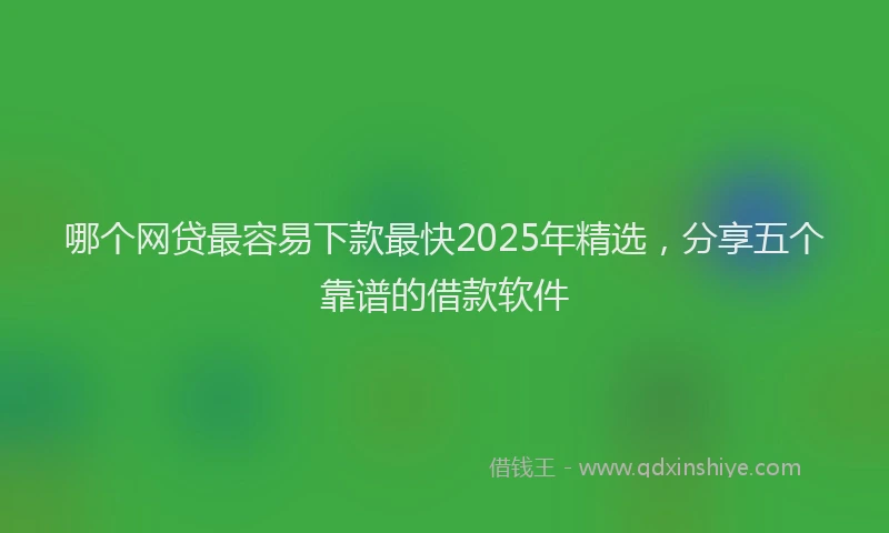 哪个网贷最容易下款最快2025年精选，分享五个靠谱的借款软件