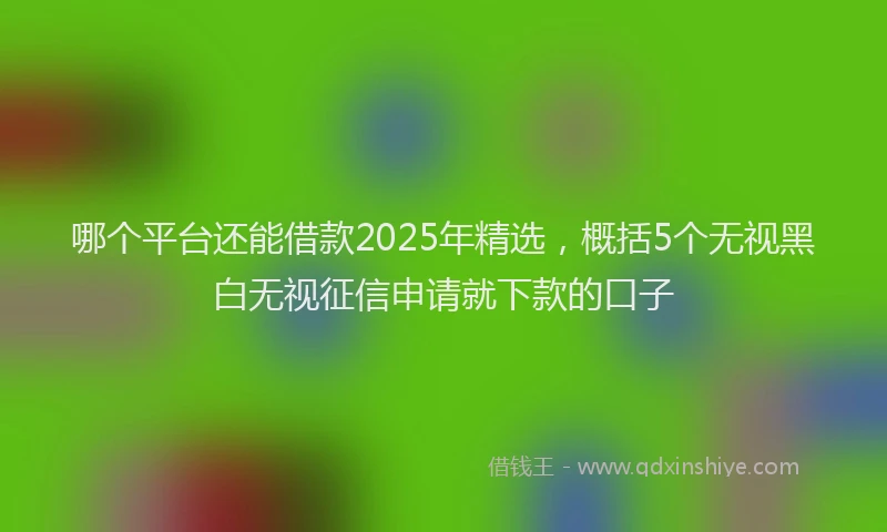 哪个平台还能借款2025年精选，概括5个无视黑白无视征信申请就下款的口子