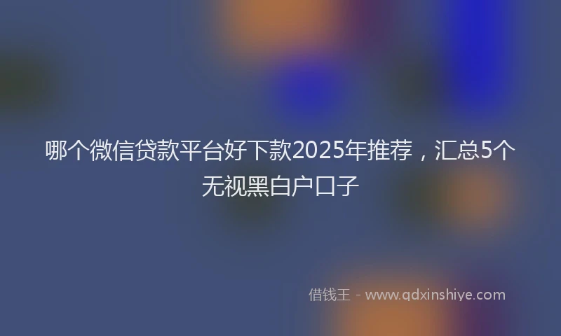 哪个微信贷款平台好下款2025年推荐,汇总5个无视黑白户口子