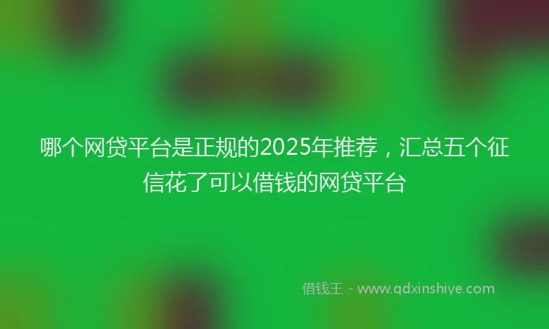 哪个网贷平台是正规的2025年推荐，汇总五个征信花了可以借钱的网贷平台