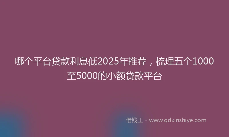 哪个平台贷款利息低2025年推荐，梳理五个1000至5000的小额贷款平台