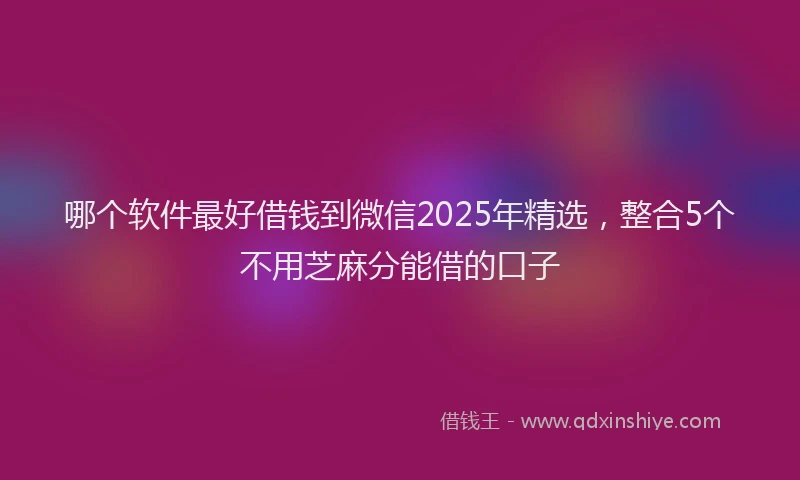 哪个软件最好借钱到微信2025年精选，整合5个不用芝麻分能借的口子