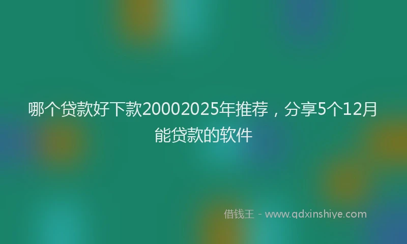 哪个贷款好下款20002025年推荐，分享5个12月能贷款的软件