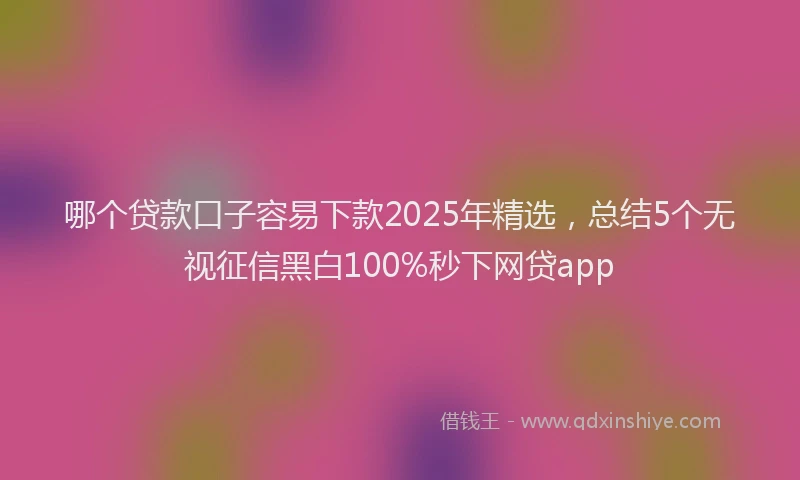 哪个贷款口子容易下款2025年精选,总结5个无视征信黑白100%秒下网贷app
