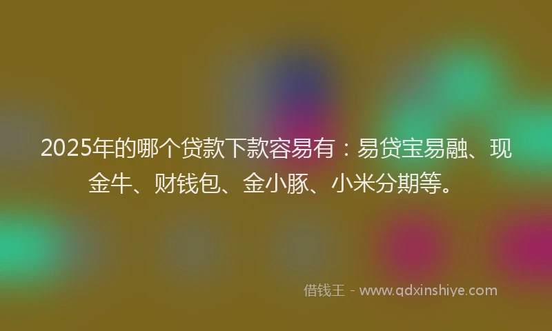 2025年的哪个贷款下款容易有：易贷宝易融、现金牛、财钱包、金小豚、小米分期等。