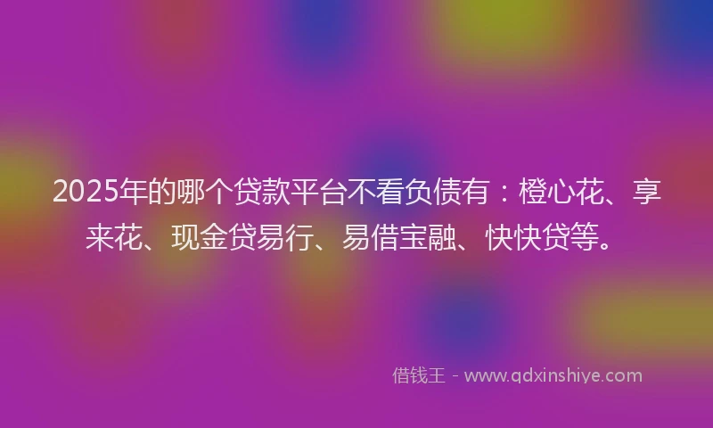 2025年的哪个贷款平台不看负债有：橙心花、享来花、现金贷易行、易借宝融、快快贷等。