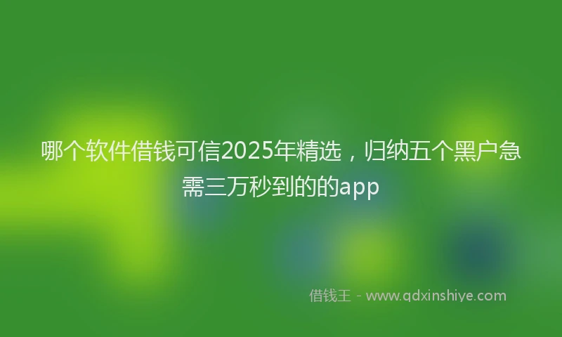哪个软件借钱可信2025年精选，归纳五个黑户急需三万秒到的的app