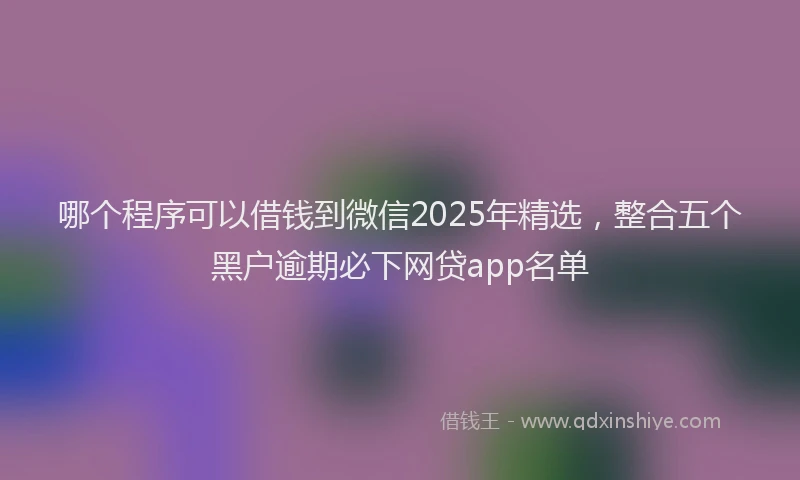 哪个程序可以借钱到微信2025年精选,整合五个黑户逾期必下网贷app名单