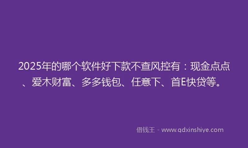 2025年的哪个软件好下款不查风控有：现金点点、爱木财富、多多钱包、任意下、首E快贷等。