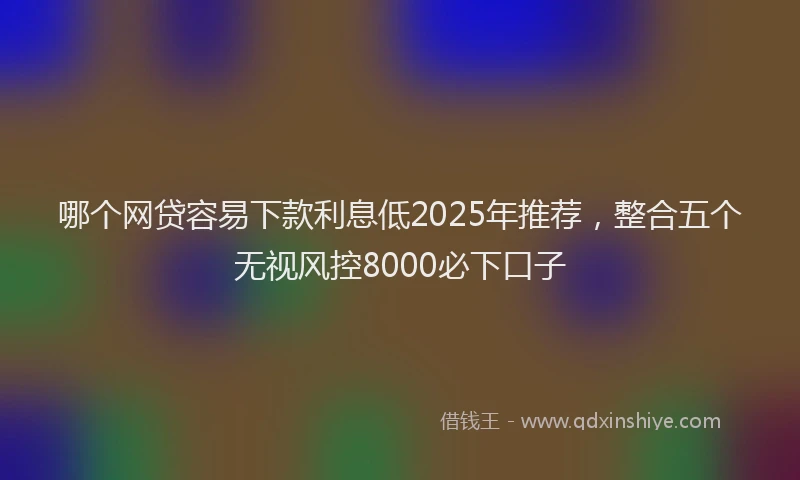 哪个网贷容易下款利息低2025年推荐，整合五个无视风控8000必下口子