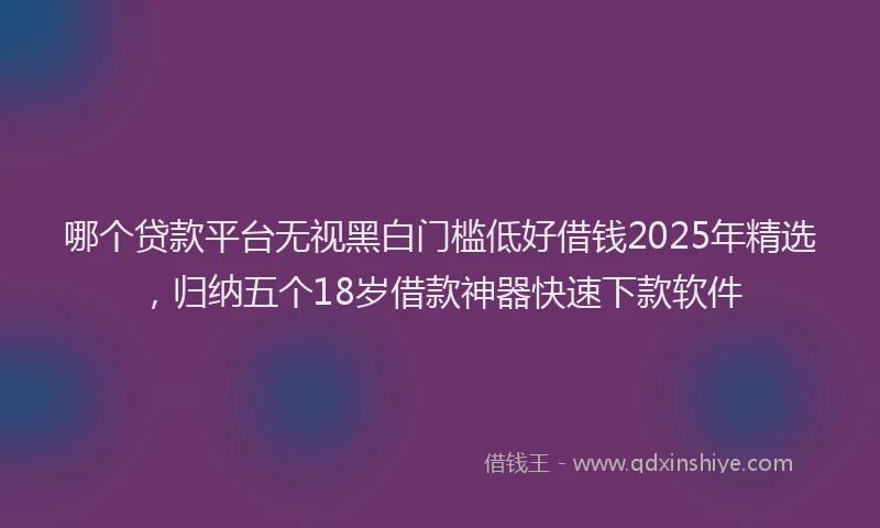 哪个贷款平台无视黑白门槛低好借钱2025年精选，归纳五个18岁借款神器快速下款软件